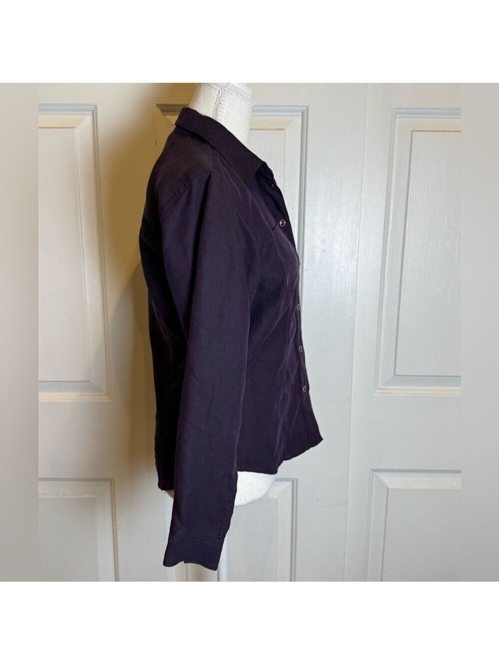 Liz Claiborne Lizwear Petite Button Up Shirt Purple Long Sleeve Small Petite - Picture 7 of 10